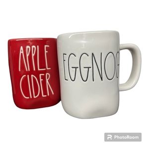 Rae Dunn Apple Cider & Eggnog Holiday Christmas Mug Set